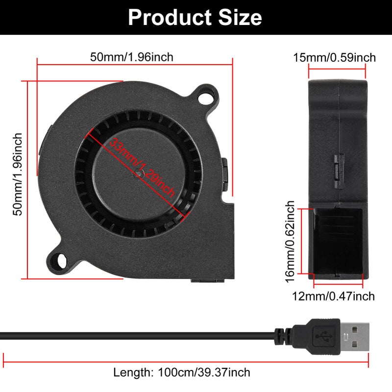 UMLIFE 4PCS 5015 USB 5V Blower Cooling Fan 50mm x 50mm x 15mm 5V USB Blower Fan for Small Appliances Series Replacement - Image 3